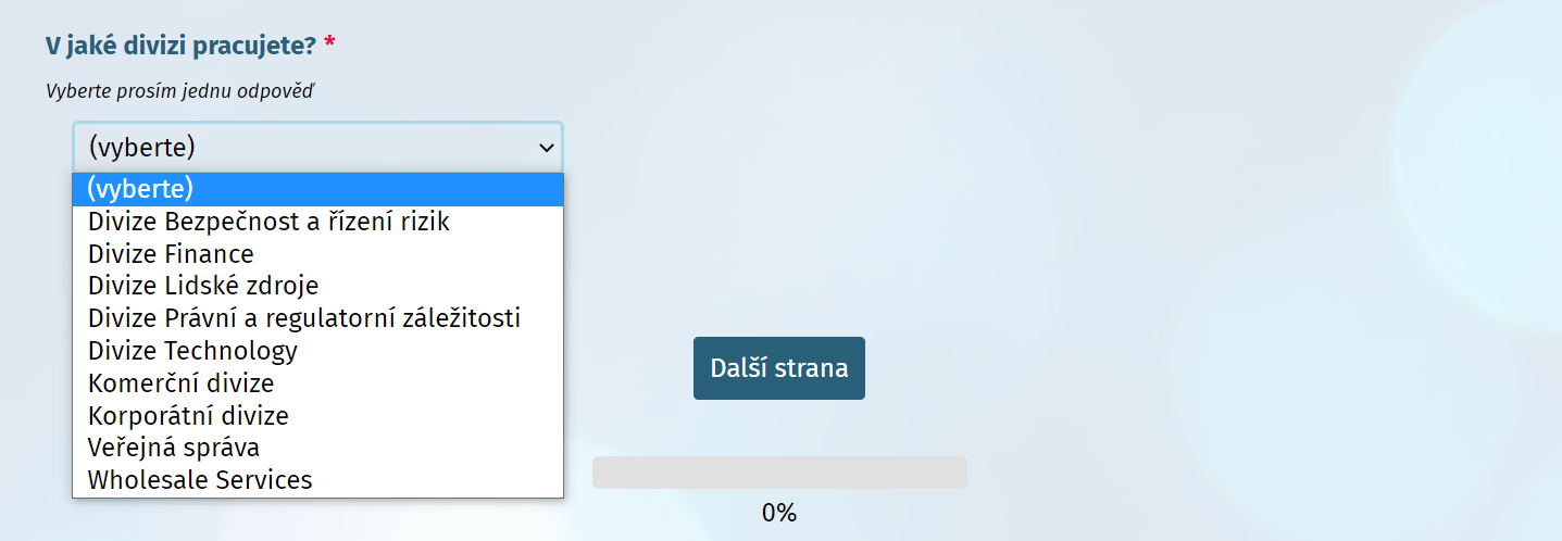 Zobrazení otázky typu